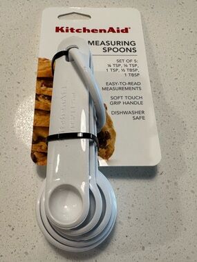 KitchenAid White Measuring Spoon Set - Soft-Touch Grip